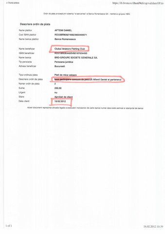 Confirmare plata concurs Aftenii Daniel +partenerul